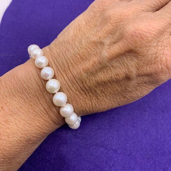 New earrings, no tags, 925  sterling silver, 4 real pearls, drop style, clear cr - Picture 13 of 16